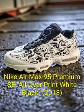 Nike Air Max 95 Premium SE "All-Over Print White Black" (2018) M8.5/W10 EUC